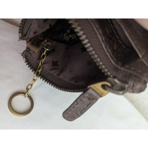 Fossil "Long Live Vintage" Small Keychain Coin Purse Pouch Wallet Leather Brown - Picture 11 of 12